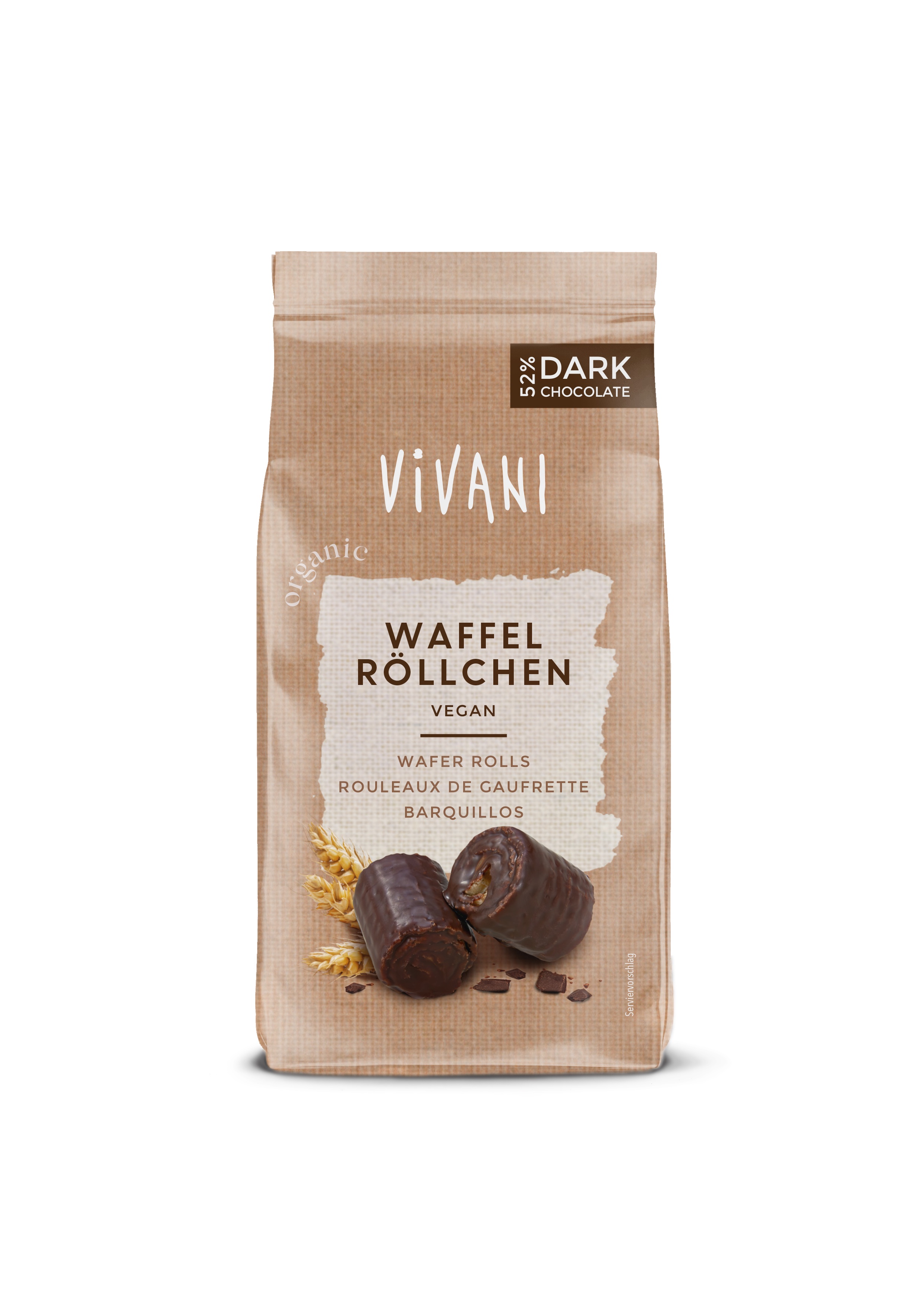 Vivani Wafer rolls pure chocolade bio 125g